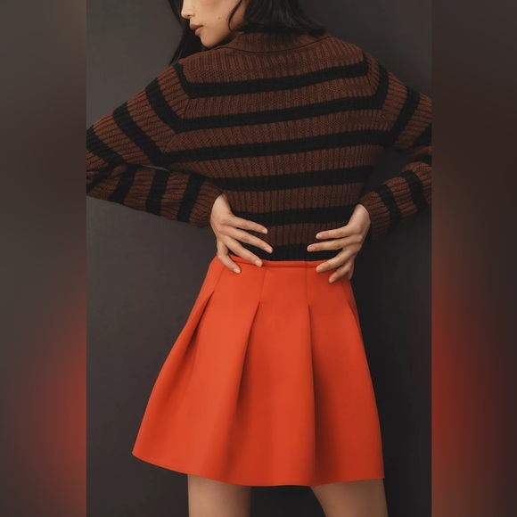 NWT! Maeve by Anthropologie Pleated Pull-On Scuba Mini Skirt - Cherry Red - XL 🏀 - Picture 2 of 7